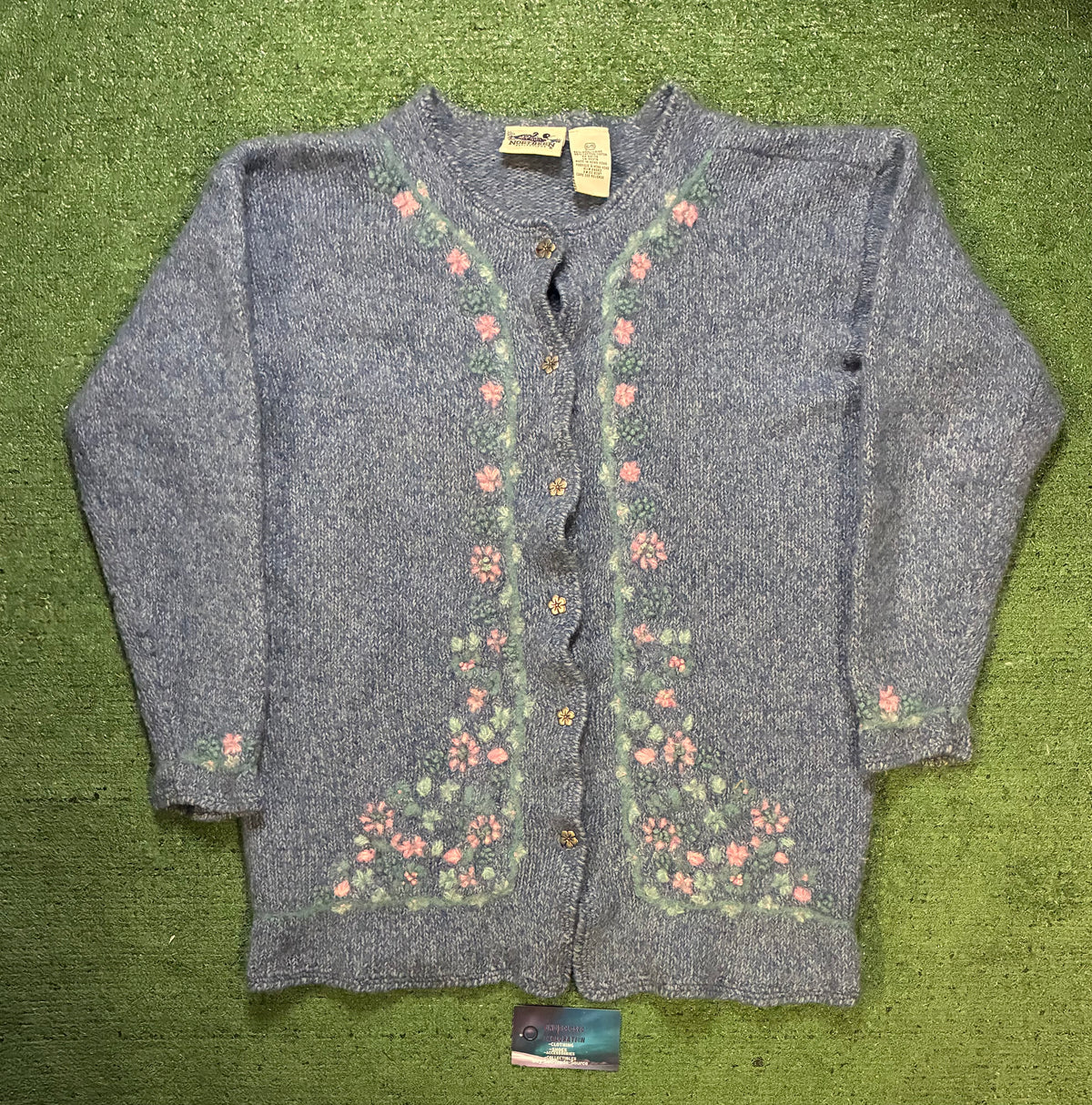 vintage Northern Reflections blue wool-blend cardigan sweater