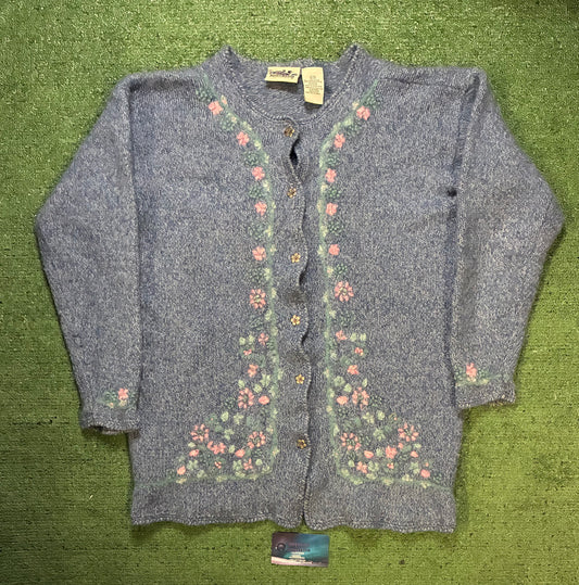 vintage Northern Reflections blue wool-blend cardigan sweater