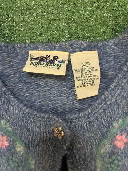 vintage Northern Reflections blue wool-blend cardigan sweater