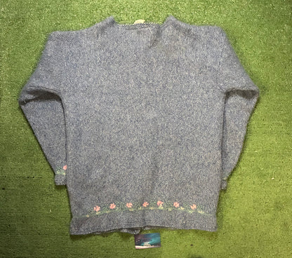 vintage Northern Reflections blue wool-blend cardigan sweater