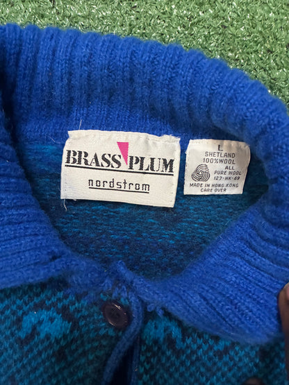 vintage Brass Plum by Nordstrom blue geometric knit polo sweater