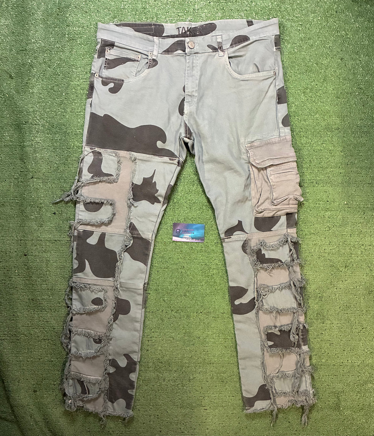 Taker camo distressed cargo pants
