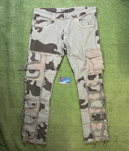 Taker camo distressed cargo pants