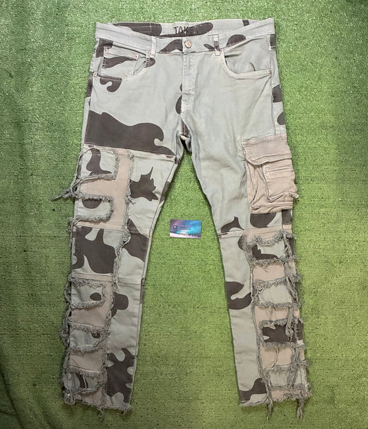 Taker camo distressed cargo pants