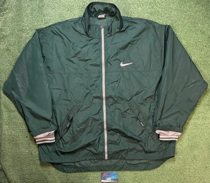 vintage 1990s forest green Nike full-zip windbreaker