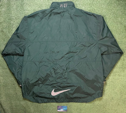 vintage 1990s forest green Nike full-zip windbreaker