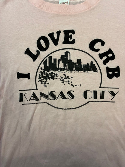 vintage 1970s I love CRB Kansas City pink & black tee