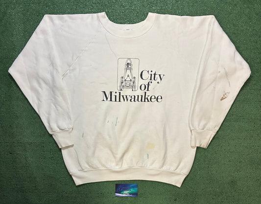 Vintage 1980s city of Milwaukee paint splatter crewneck
