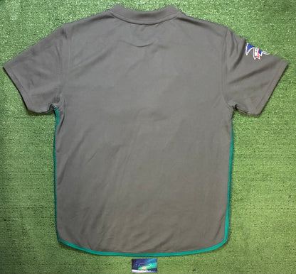 vintage gray and teal Seattle Mariners short sleeve V neck embroidered jersey