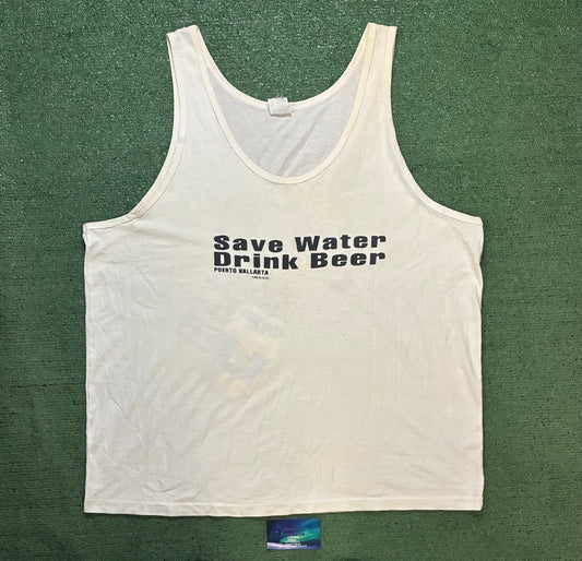 Vintage 1990s Save water drink beer corona tank top