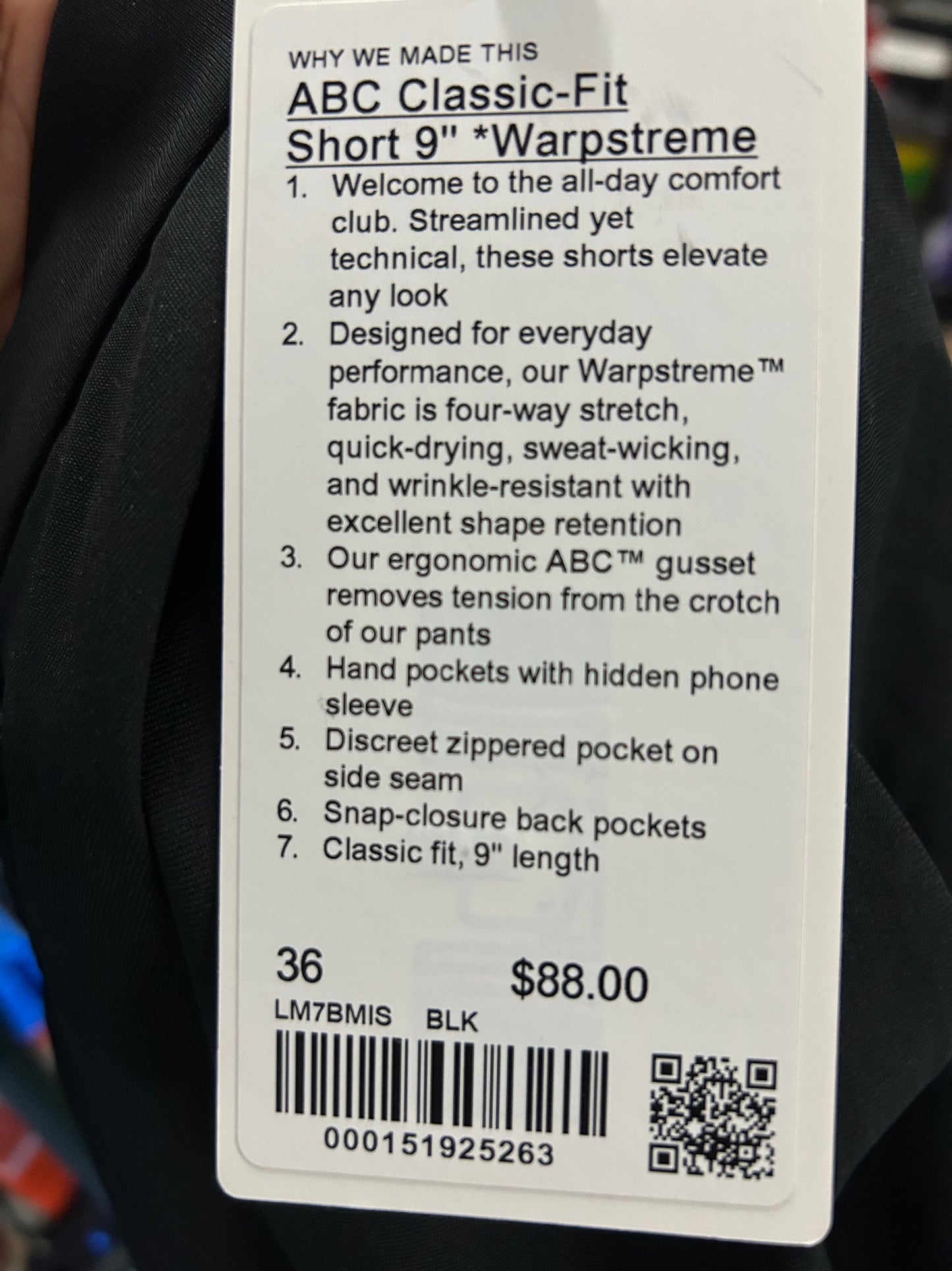 Lululemon ABC black  short