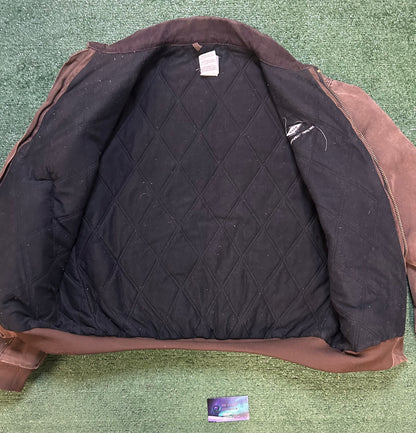Vintage 1990s carhartt Santa Fe embroidered brown jacket
