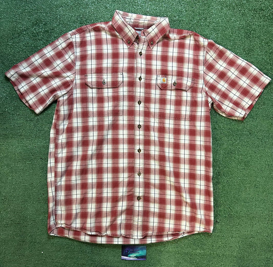 Carhartt red plaid button up short sleeve
