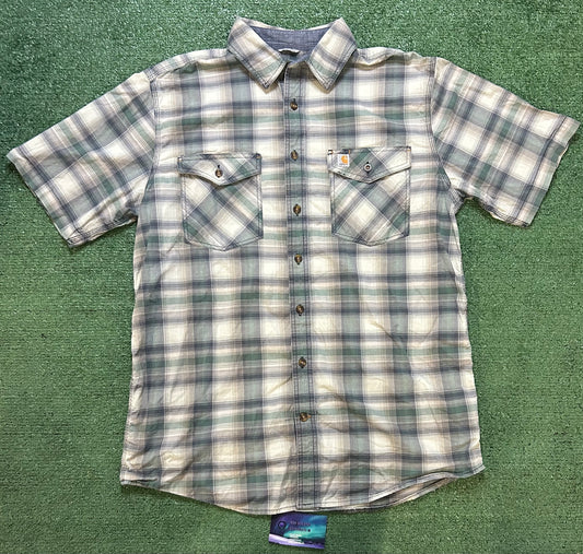 Carhartt green button up short sleeve