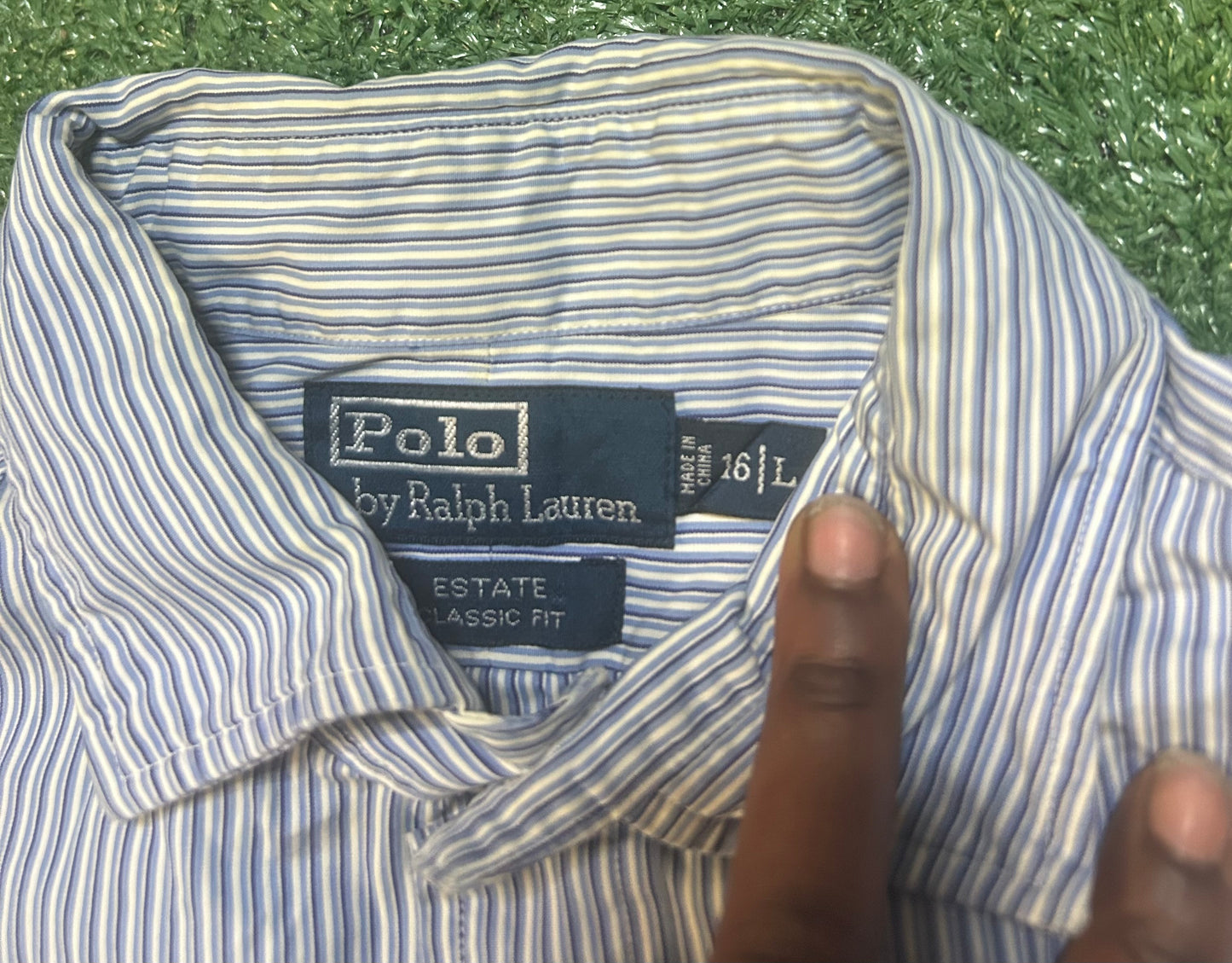 Polo Ralph Lauren blue and white button up