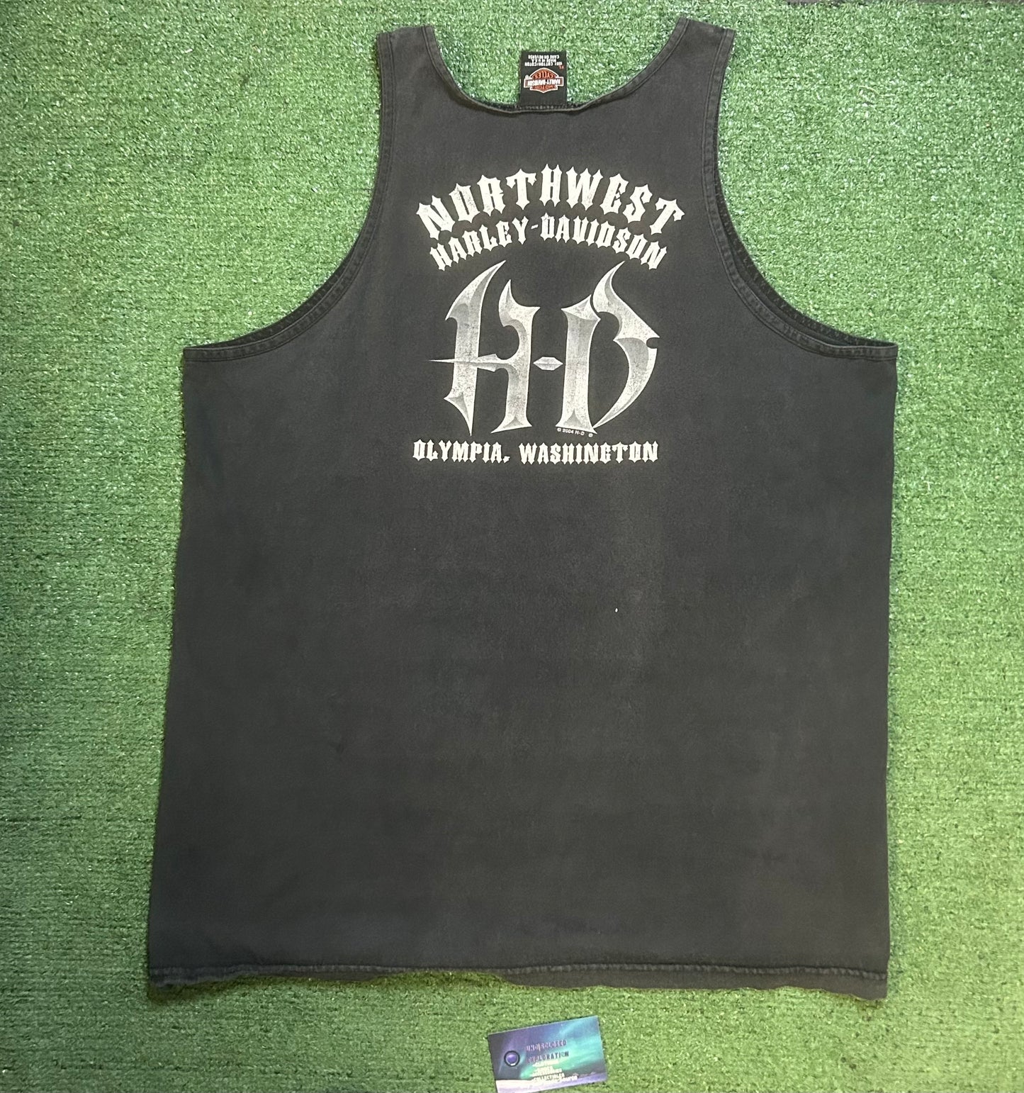 Vintage 2000s Harley Davidson flame distressed tank top