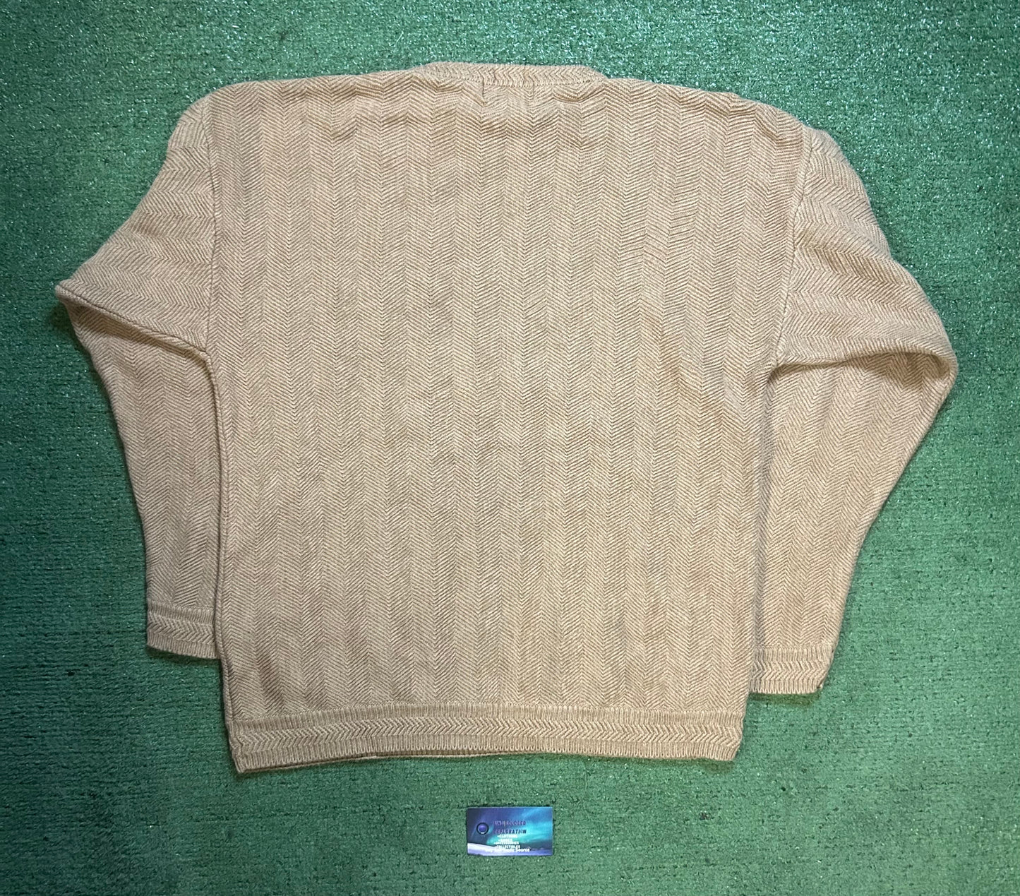 vintage beige herringbone knit chaps Ralph Lauren sweater