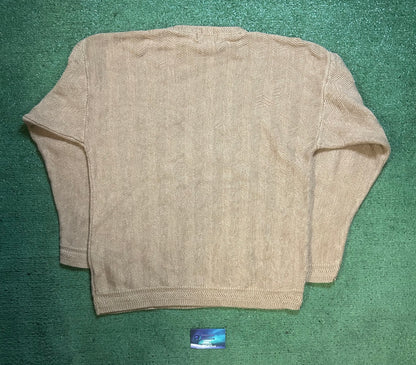 vintage beige herringbone knit chaps Ralph Lauren sweater