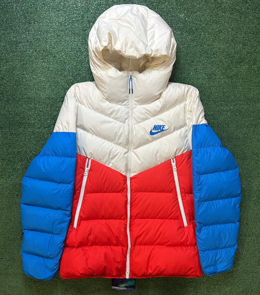 Nike colorblock puffer white red blue jacket
