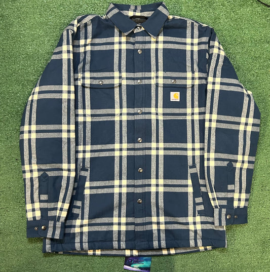 Carhartt blue and white sherpa flannel