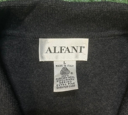 Alfani grey charcoal wool longsleeve polo