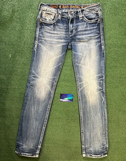 Rock revival rhinestone straight leg jeans