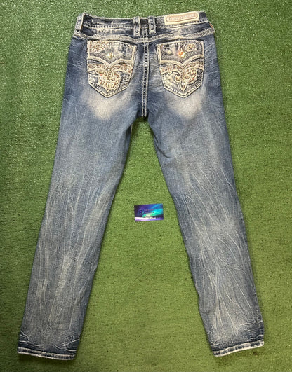 Rock revival rhinestone straight leg jeans
