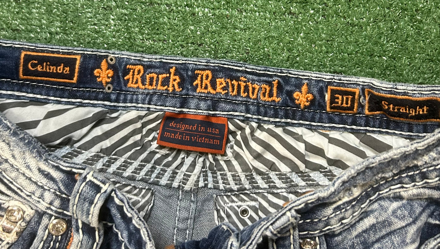 Rock revival rhinestone straight leg jeans