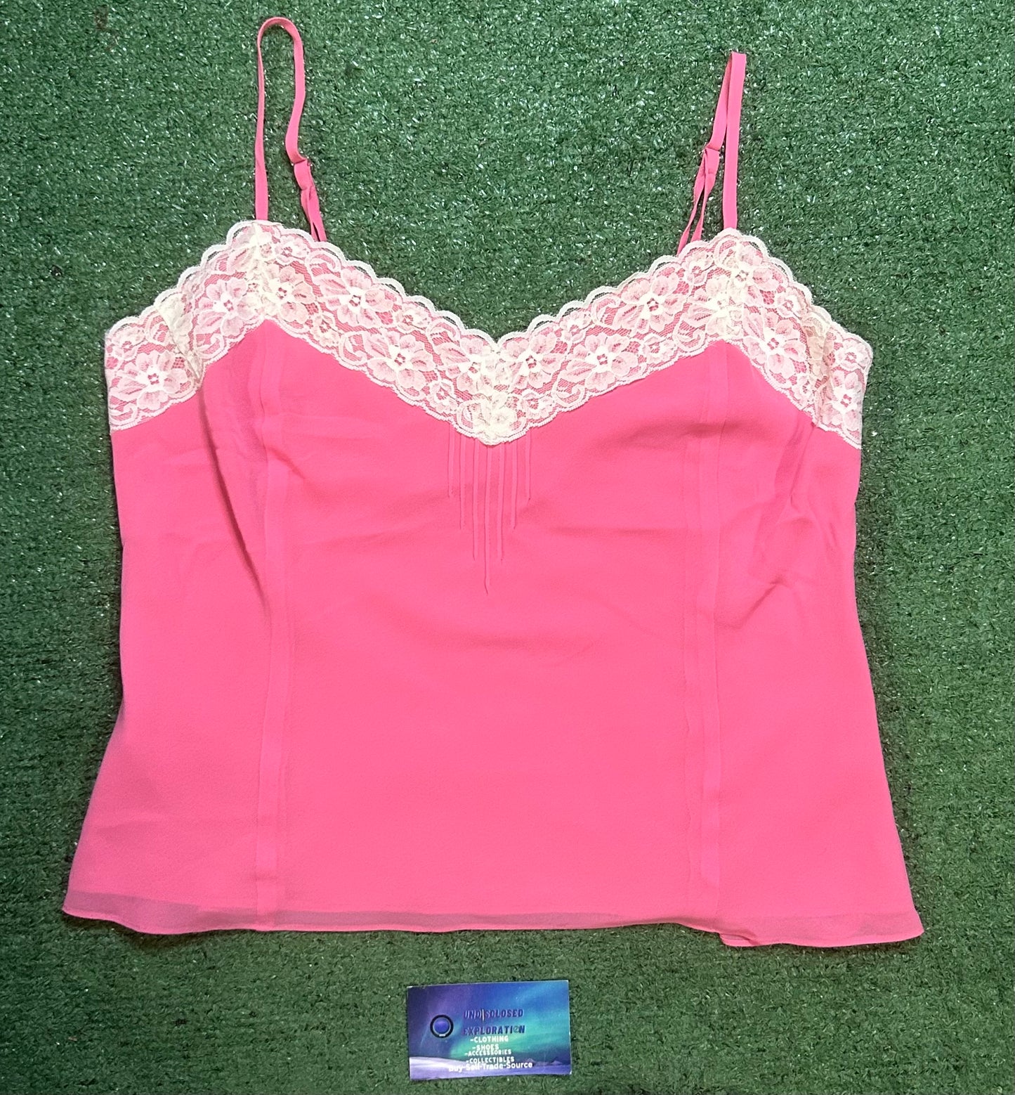 Ann taylor loft pink lace camisole top