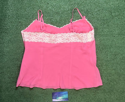 Ann taylor loft pink lace camisole top