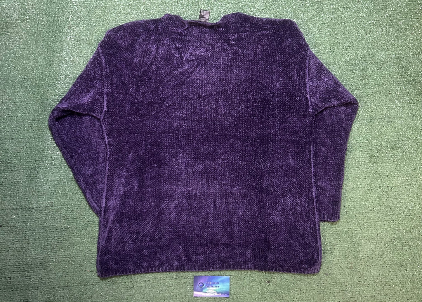 august silk knit purple crewneck