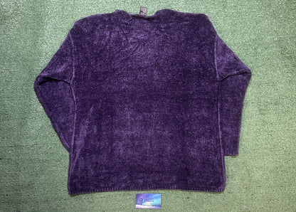 august silk knit purple crewneck