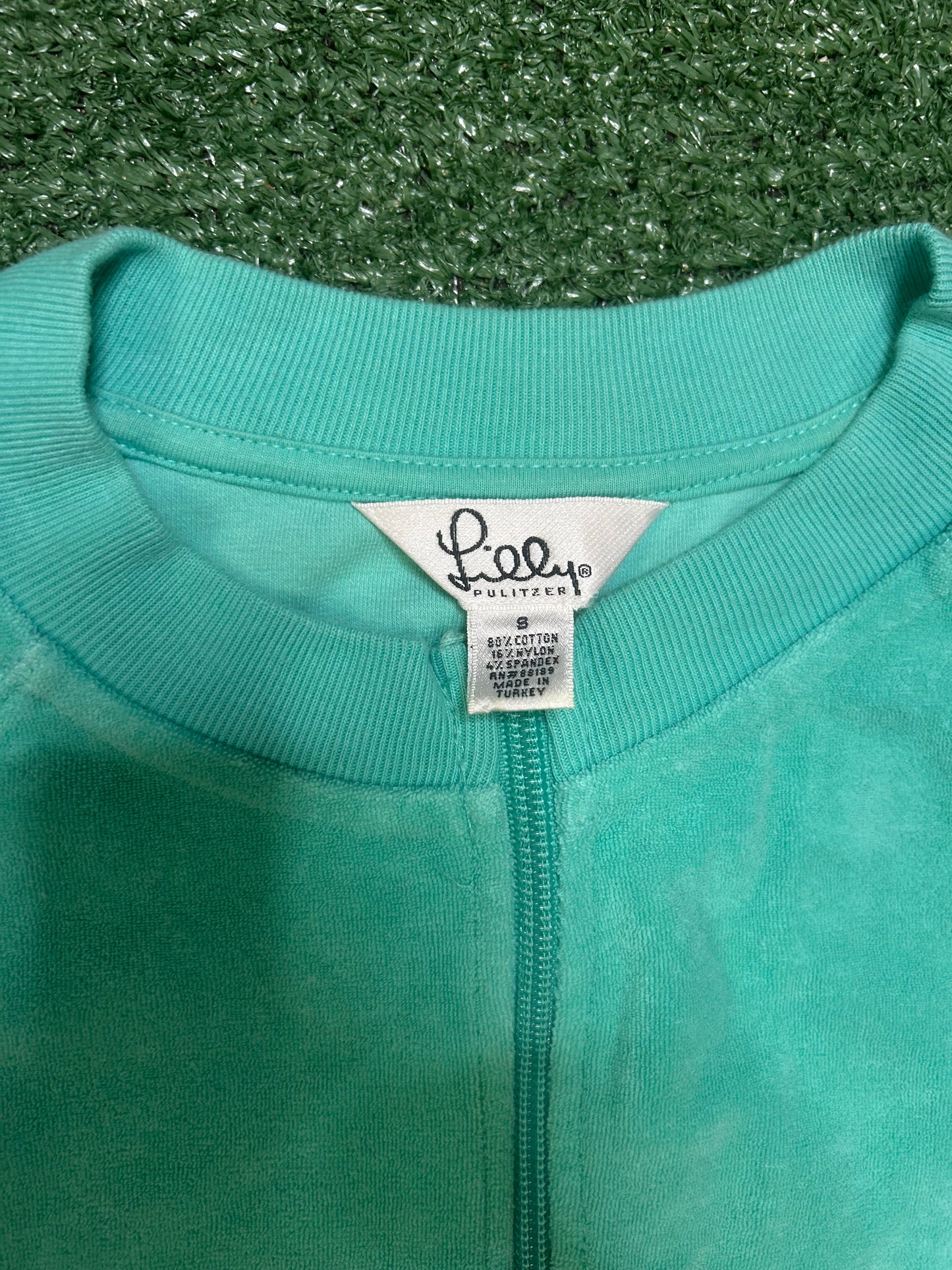 Lily Pulitzer turquoise terry cloth jacket