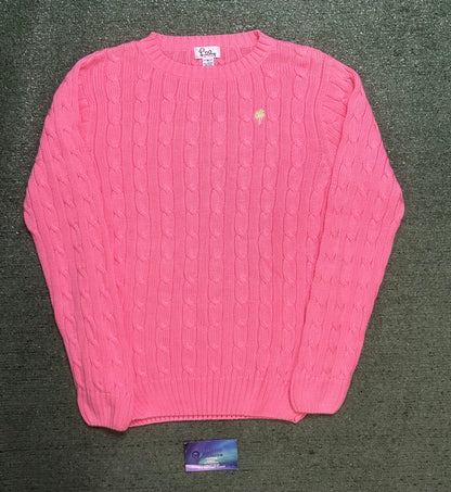 Lily Pulitzer pink cable knit crewneck