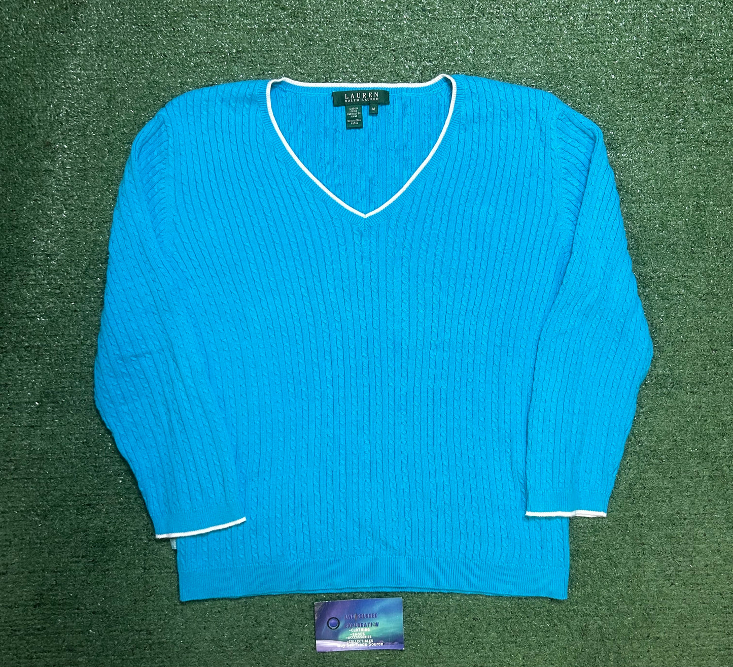 Ralph Lauren aqua blue knit sweater