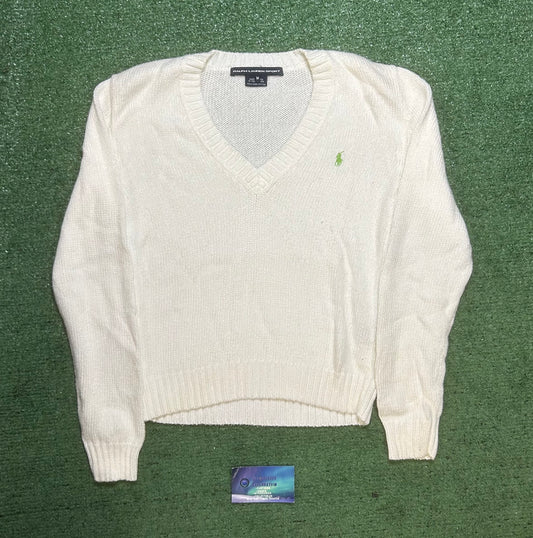 Polo Ralph Lauren V neck green embroidered pony logo crewneck
