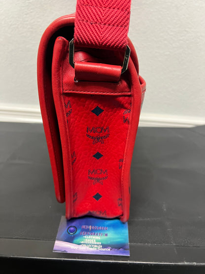 MCM visetos red messenger crossbody bag