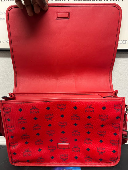 MCM visetos red messenger crossbody bag