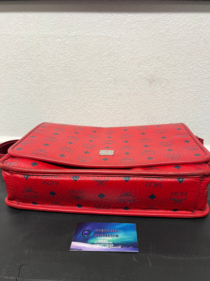 MCM visetos red messenger crossbody bag