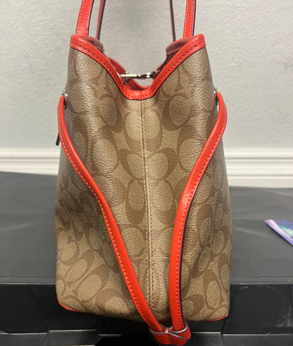 Coach Signature Drawstring Carryall Orange & brown bag