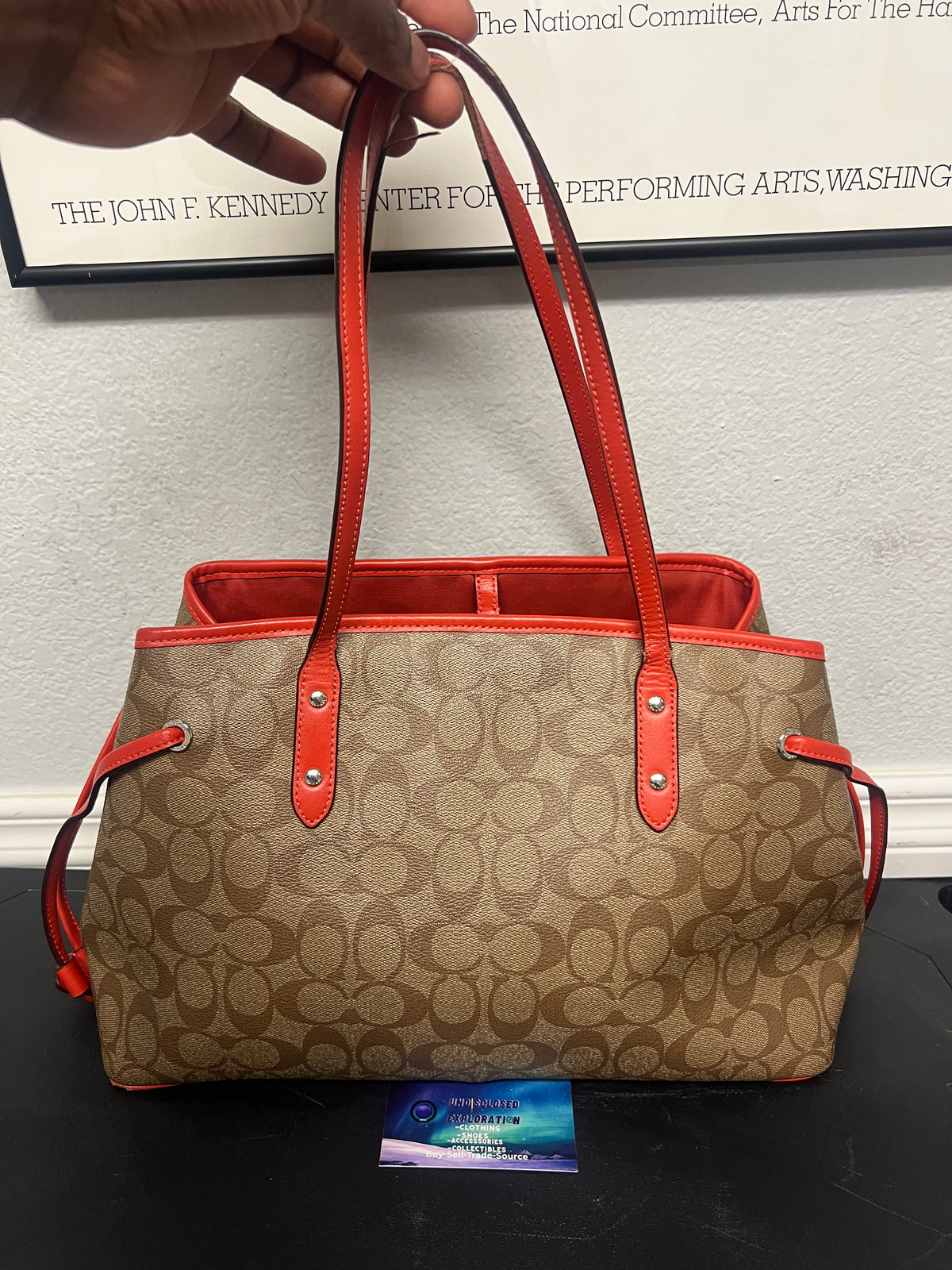 Coach Signature Drawstring Carryall Orange & brown bag