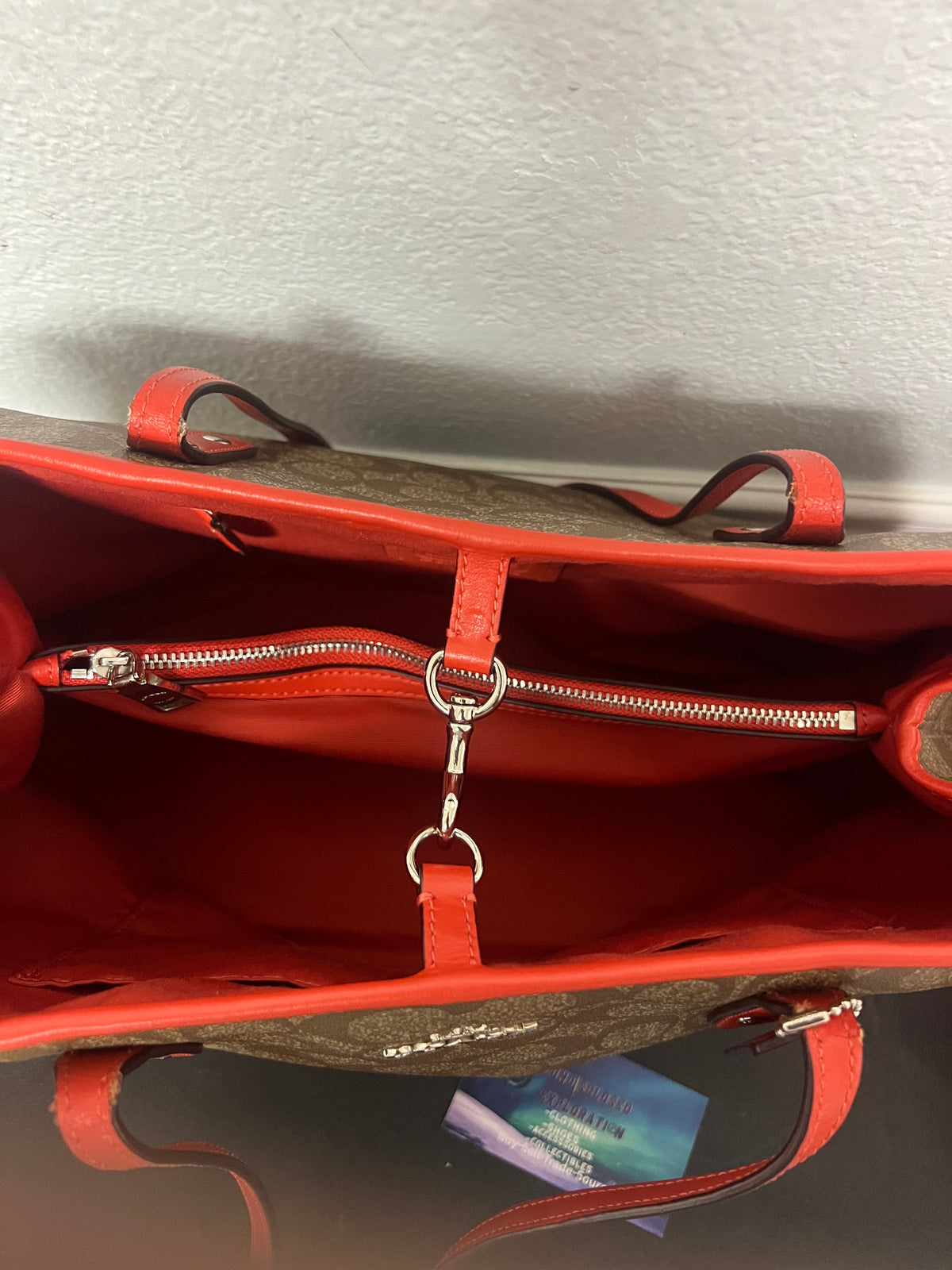 Coach Signature Drawstring Carryall Orange & brown bag