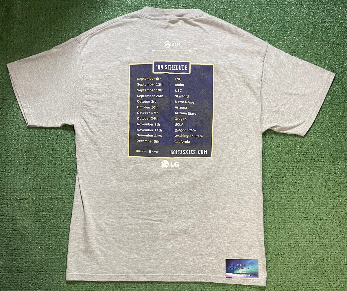 UW University of Washington Go Huskies 2009 schedule tee