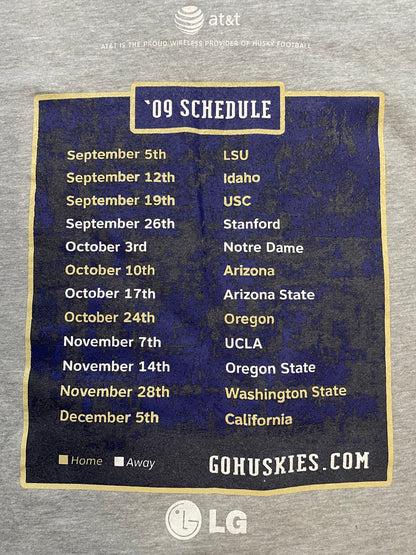 UW University of Washington Go Huskies 2009 schedule tee