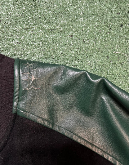 Vintage 1990s Seattle Sonics black & green suede & leather jacket