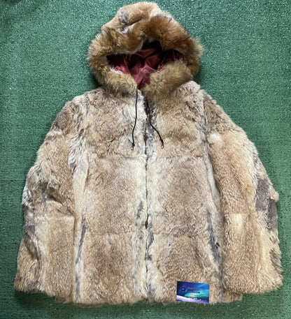 Vintage 1980s rabbit Fur Dino Ricco hooded jacket