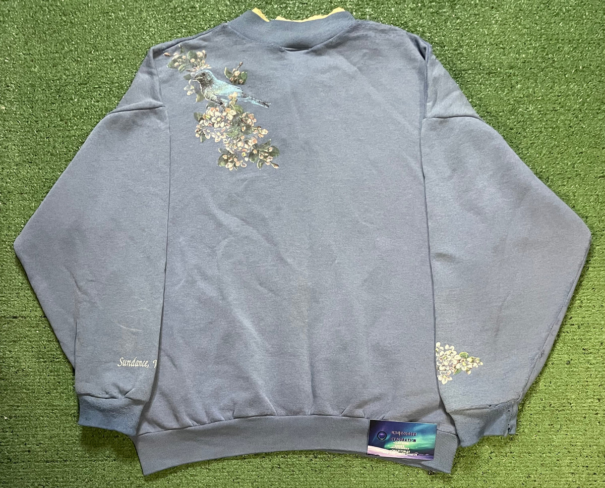 Vintage 1990s birds blue and white crewneck