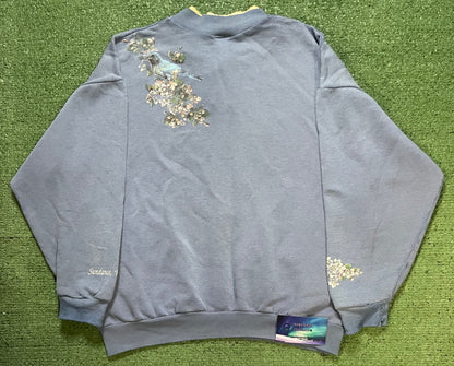 Vintage 1990s birds blue and white crewneck