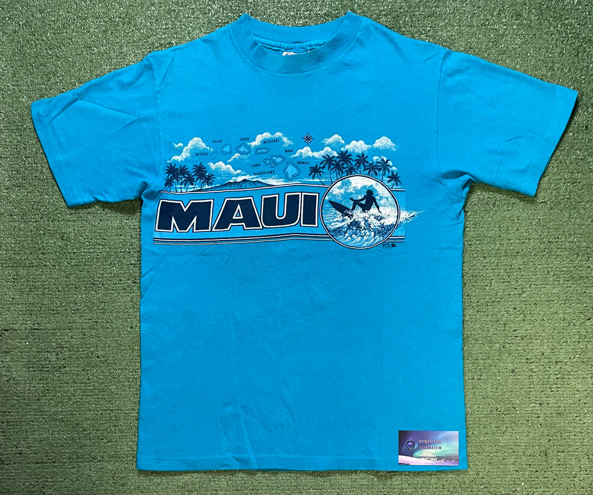 Vintage 1990s Maui blue surfing tee