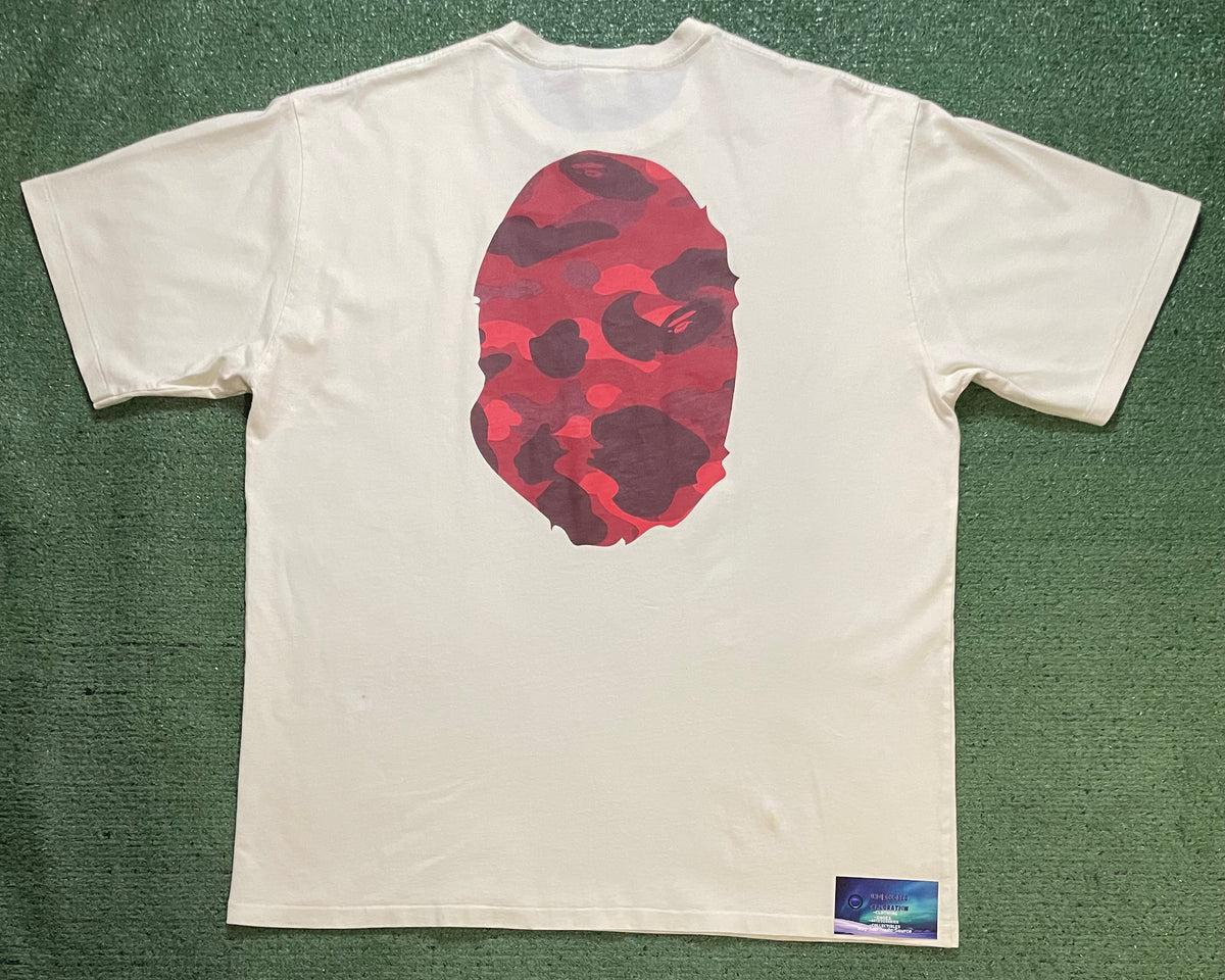 A Bathing Ape Bape red camo ape head tee